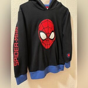 Disney Marvel Spider-Man Hoodie Boy Black Cotton Blend Side Pockets Size 9/10